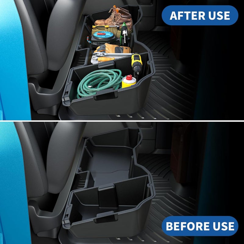 oEdRo Underseat Storage for Chevy Silverado/GMC Sierra 1500(2014-2018) Crew Cab, 2500HD 3500HD(2015-2019), Upgraded Rear Under Seat Storage Truck Organizer Tool Box - Image 3